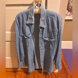 Vintage distressed Levi's Orange Tab Blue denim Long Sleeve Shirt